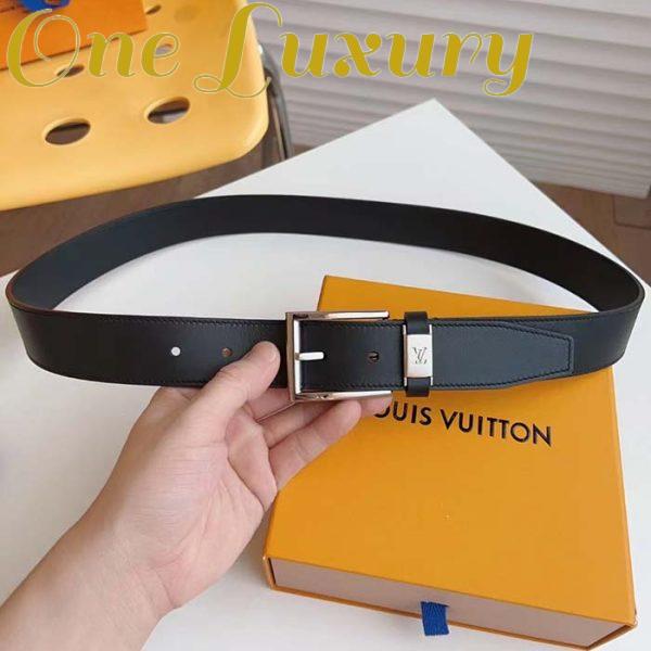Replica Louis Vuitton LV City Pin 35MM Belt Black Calf Leather Silver-Color Hardware 7