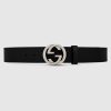 Replica Gucci GG Unisex Belt with Textured Double G Buckle Black Leather 4 cm Width 10