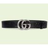 Replica Gucci GG Unisex GG Marmont Leather Belt with Shiny Buckle Black 4 cm Width 12
