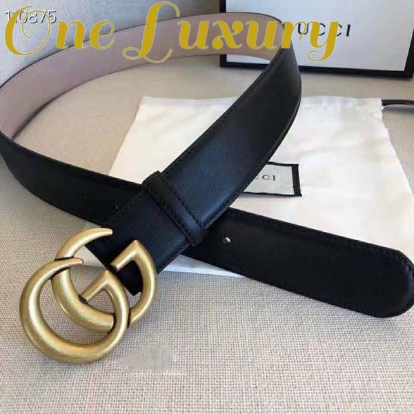 Replica Gucci GG Unisex GG Marmont Leather Belt with Shiny Buckle Black 4 cm Width 4