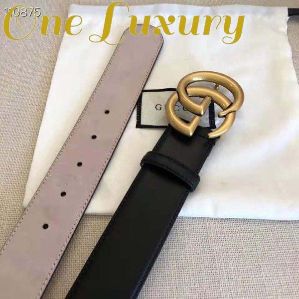 Replica Gucci GG Unisex GG Marmont Leather Belt with Shiny Buckle Black 4 cm Width 5