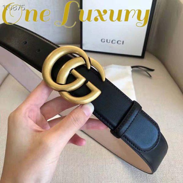 Replica Gucci GG Unisex GG Marmont Leather Belt with Shiny Buckle Black 4 cm Width 6