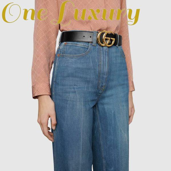 Replica Gucci GG Unisex GG Marmont Leather Belt with Shiny Buckle Black 4 cm Width 9