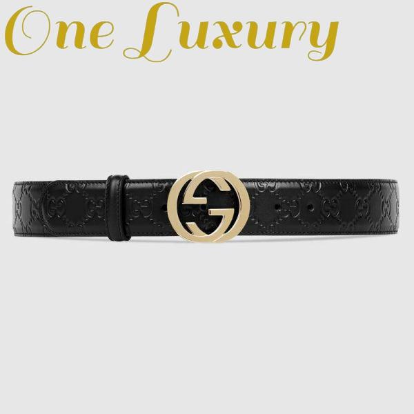 Replica Gucci GG Unisex Gucci Signature Leather Belt Interlocking G Buckle 4 cm Width