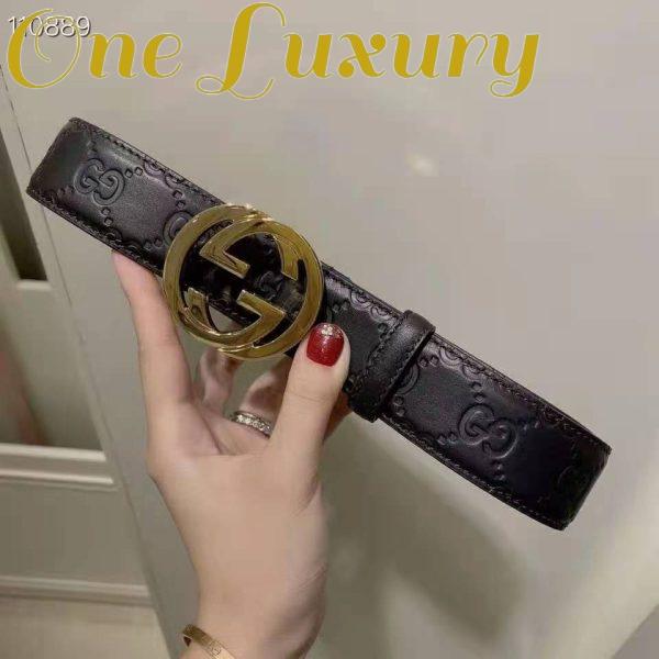 Replica Gucci GG Unisex Gucci Signature Leather Belt Interlocking G Buckle 4 cm Width 3
