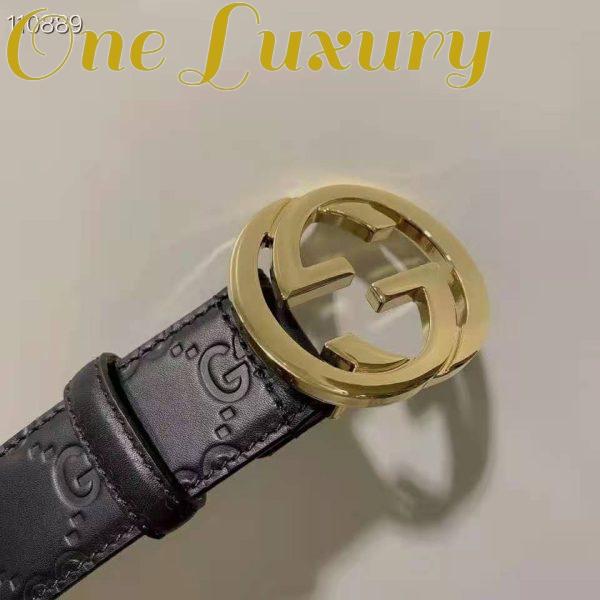 Replica Gucci GG Unisex Gucci Signature Leather Belt Interlocking G Buckle 4 cm Width 4