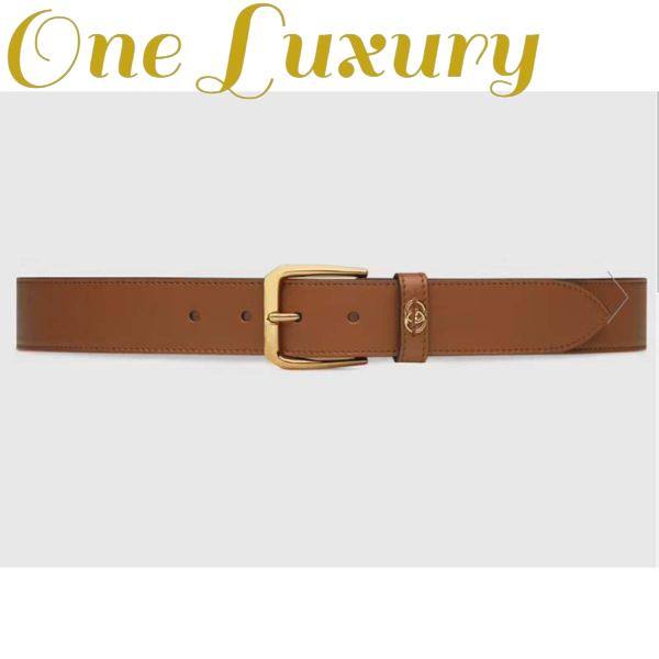 Replica Gucci Unisex GG Belt with Square Buckle and Interlocking G Brown 3.6 cm Width