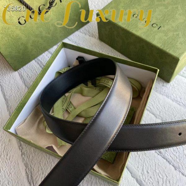 Replica Gucci Unisex GG Leather Belt with Interlocking G Black 3.8 cm Width 7