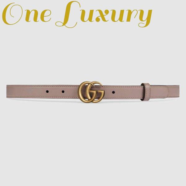 Replica Gucci Unisex GG Marmont Leather Belt Double G Buckle 2 cm Width-Pink 2