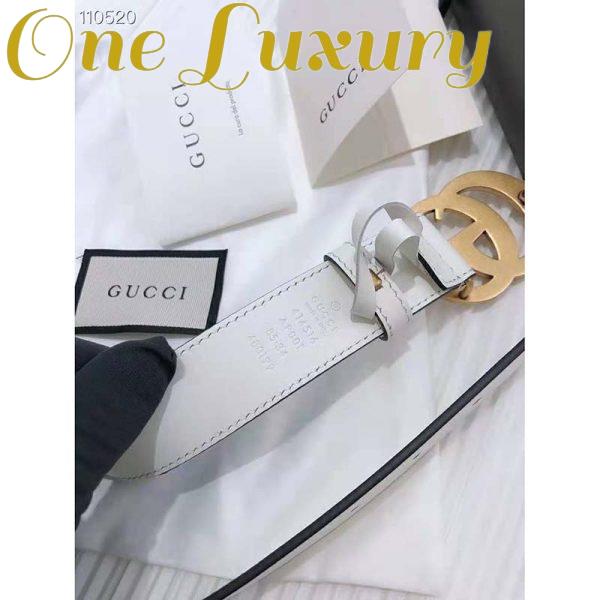 Replica Gucci Unisex GG Marmont Leather Belt Double G Buckle 2 cm Width-White 10