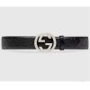 Replica Gucci Unisex GG Suede Belt with Torchon Double G Buckle-Black 10