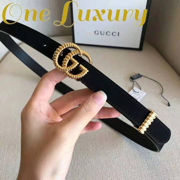 Replica Gucci Unisex GG Suede Belt with Torchon Double G Buckle-Black 4