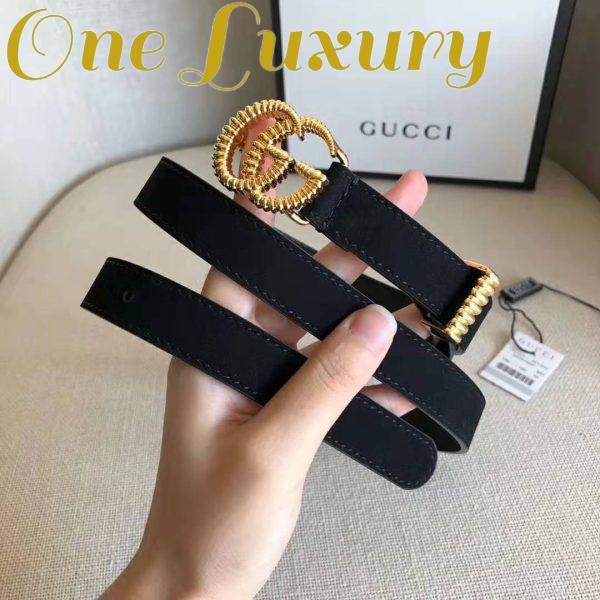 Replica Gucci Unisex GG Suede Belt with Torchon Double G Buckle-Black 5