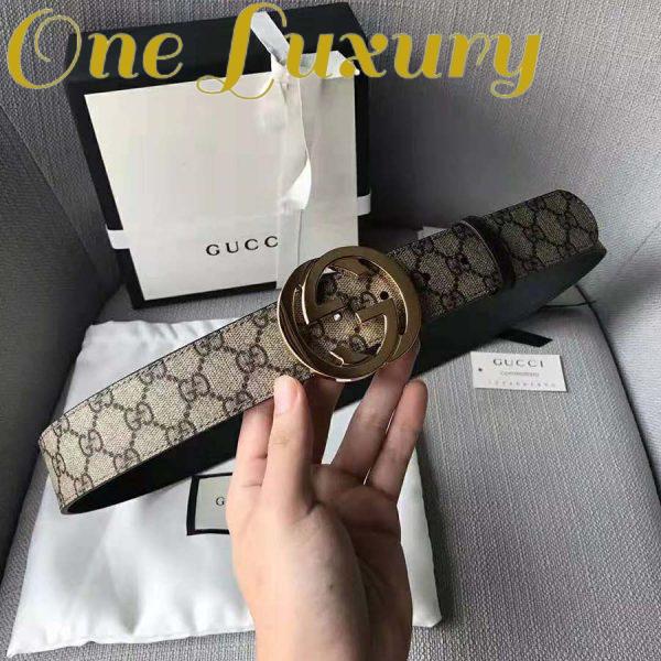Replica Gucci Unisex GG Supreme Belt with G Buckle in Beige/Ebony GG Supreme Canvas 4