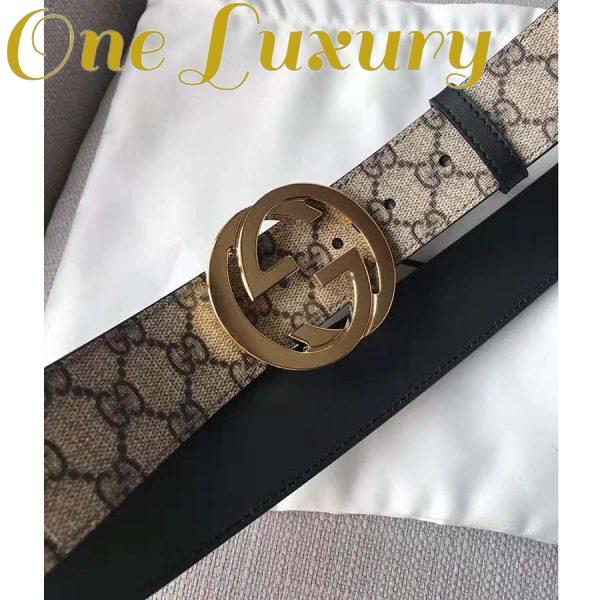Replica Gucci Unisex GG Supreme Belt with G Buckle in Beige/Ebony GG Supreme Canvas 8