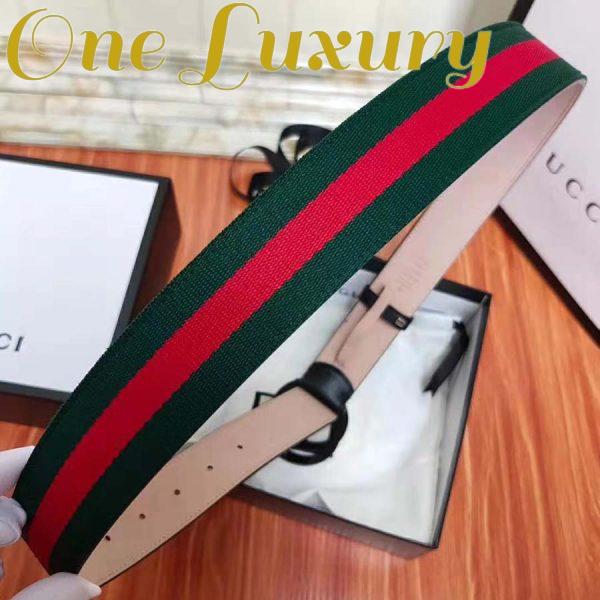 Replica Gucci Unisex GG Web Belt with G Buckle in Green and Red Web 4