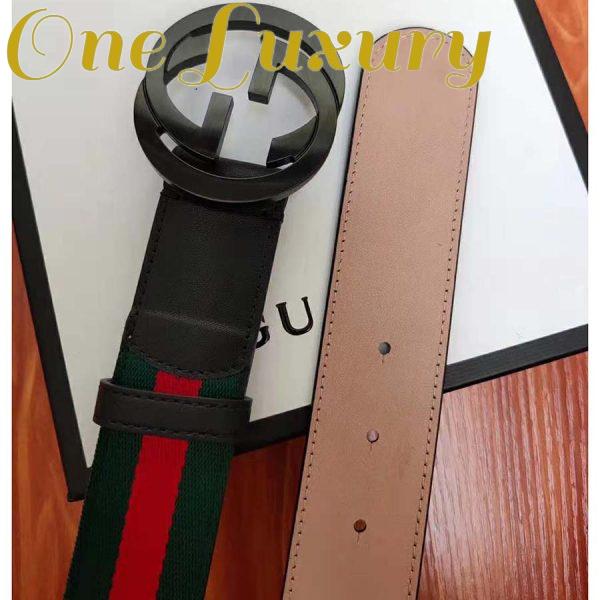 Replica Gucci Unisex GG Web Belt with G Buckle in Green and Red Web 8