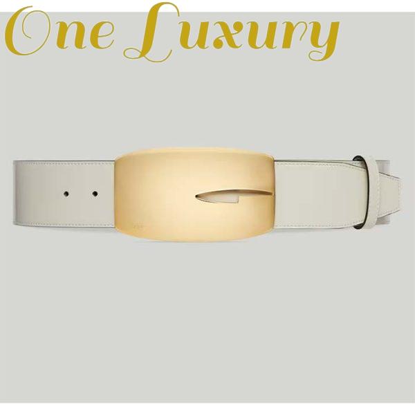 Replica Gucci Unisex GG Wide Belt Retro G Buckle White Patent Leather 4.8 CM Width