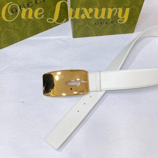 Replica Gucci Unisex GG Wide Belt Retro G Buckle White Patent Leather 4.8 CM Width 3
