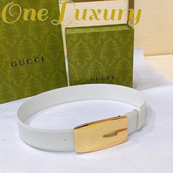 Replica Gucci Unisex GG Wide Belt Retro G Buckle White Patent Leather 4.8 CM Width 6