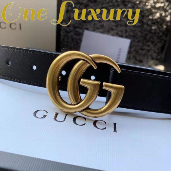 Replica Gucci Unisex Leather Belt with Double G Buckle in 2.5cm Width-Black 4