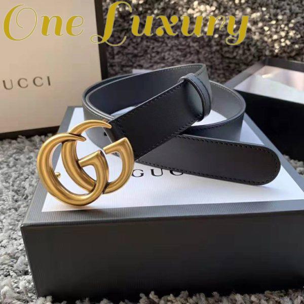 Replica Gucci Unisex Leather Belt with Double G Buckle in 2.5cm Width-Black 6