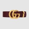Replica Gucci Unisex Leather Belt with Double G Buckle in 2cm Width-White 10