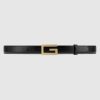Replica Gucci Unisex Leather Belt with Double G Buckle-Black 13
