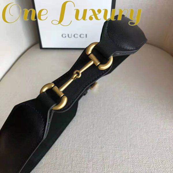 Replica Gucci Unisex Leather Belt with Horsebit in Black Smooth Leather 3