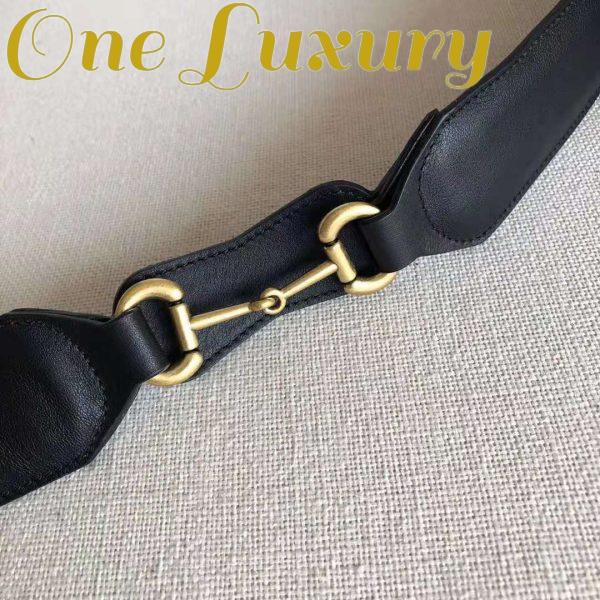 Replica Gucci Unisex Leather Belt with Horsebit in Black Smooth Leather 4