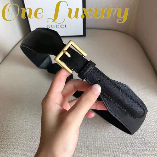 Replica Gucci Unisex Leather Belt with Horsebit in Black Smooth Leather 6