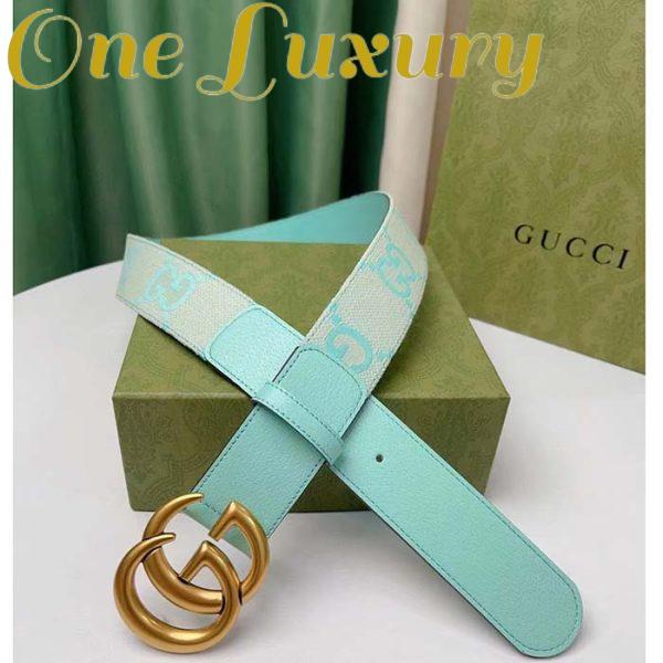 Replica Gucci Unisex Marmont Jumbo GG Belt Beige Mint Canvas Double G 5