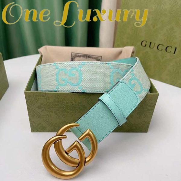 Replica Gucci Unisex Marmont Jumbo GG Belt Beige Mint Canvas Double G 7