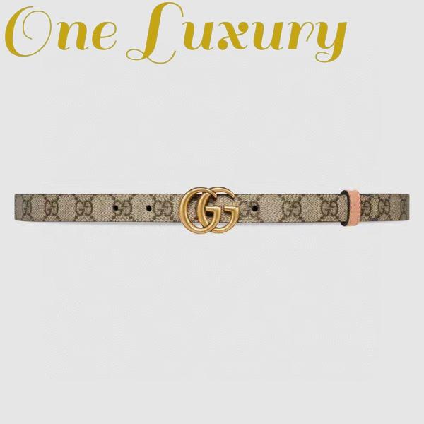 Replica Gucci Unisex Marmont Reversible Thin Belt Beige Ebony GG Supreme Canvas