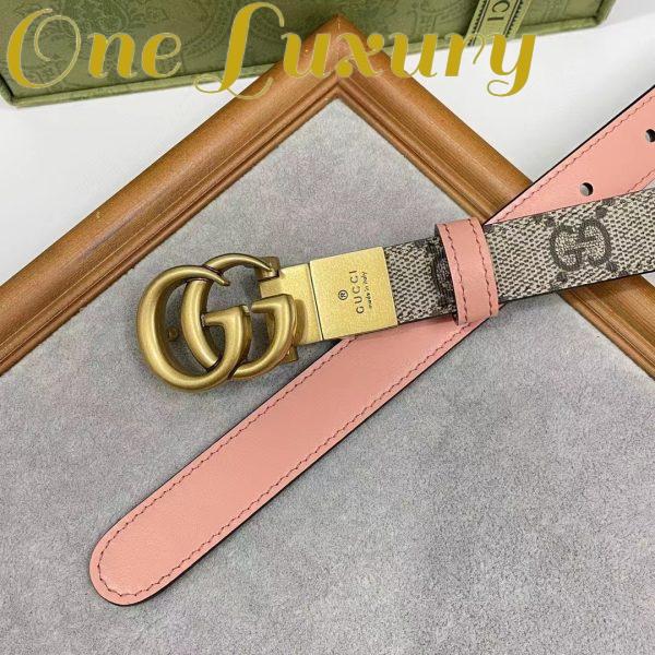 Replica Gucci Unisex Marmont Reversible Thin Belt Beige Ebony GG Supreme Canvas 5