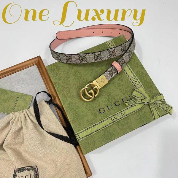 Replica Gucci Unisex Marmont Reversible Thin Belt Beige Ebony GG Supreme Canvas 6