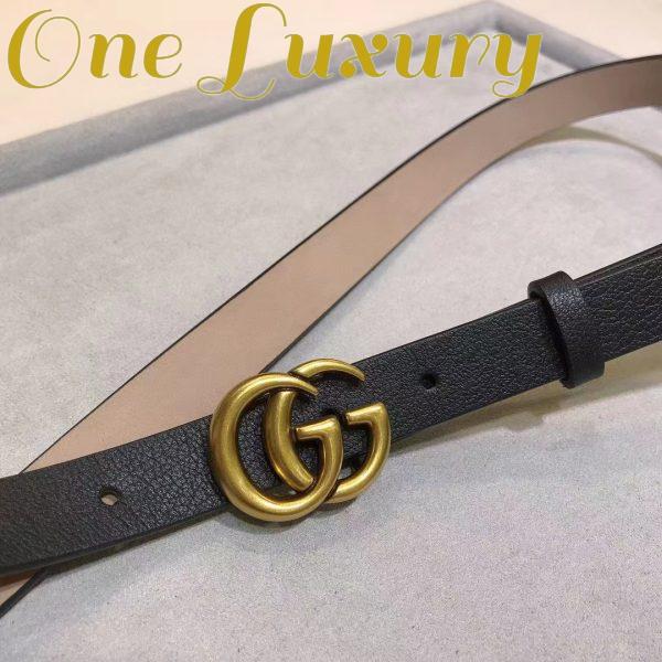 Replica Gucci Unisex Marmont Reversible Thin Belt Black Leather Double G Buckle 3