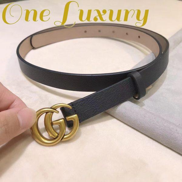 Replica Gucci Unisex Marmont Reversible Thin Belt Black Leather Double G Buckle 7