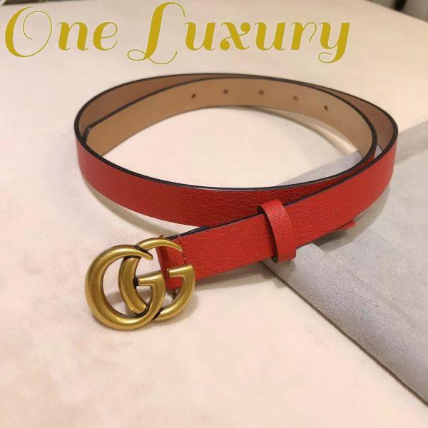Replica Gucci Unisex Marmont Reversible Thin Belt Red Leather Double G Buckle 3