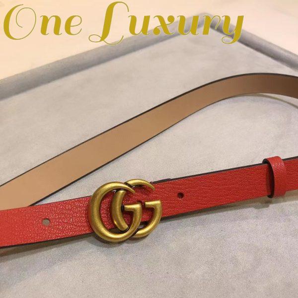 Replica Gucci Unisex Marmont Reversible Thin Belt Red Leather Double G Buckle 5