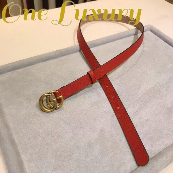 Replica Gucci Unisex Marmont Reversible Thin Belt Red Leather Double G Buckle 6