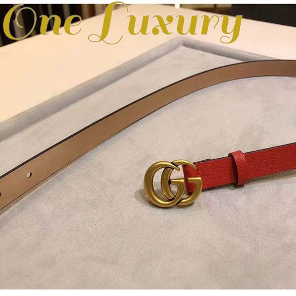 Replica Gucci Unisex Marmont Reversible Thin Belt Red Leather Double G Buckle 7