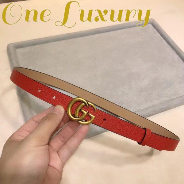 Replica Gucci Unisex Marmont Reversible Thin Belt Red Leather Double G Buckle 8