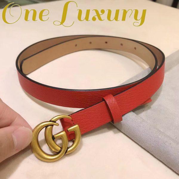 Replica Gucci Unisex Marmont Reversible Thin Belt Red Leather Double G Buckle 9
