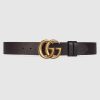 Replica Gucci Unisex Signature Leather Belt Black Leather Rectangular Buckle Trademark 3.8 CM Width 13