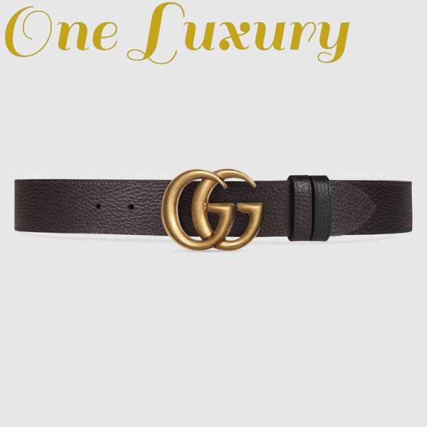 Replica Gucci Unisex Reversible Leather Belt with Double G Buckle 4 cm Width-Black