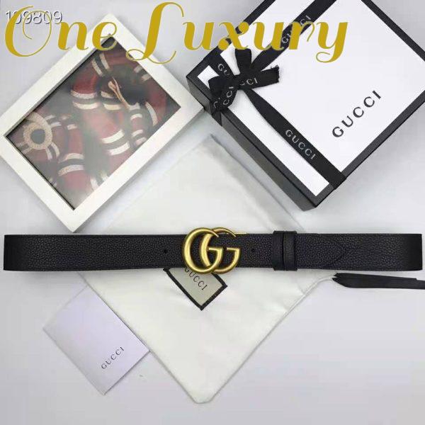 Replica Gucci Unisex Reversible Leather Belt with Double G Buckle 4 cm Width-Black 3