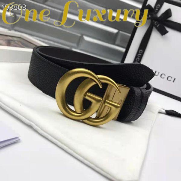 Replica Gucci Unisex Reversible Leather Belt with Double G Buckle 4 cm Width-Black 5