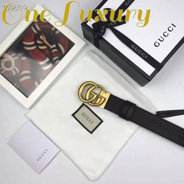 Replica Gucci Unisex Reversible Leather Belt with Double G Buckle 4 cm Width-Black 7
