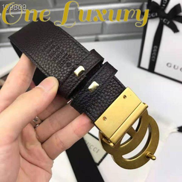 Replica Gucci Unisex Reversible Leather Belt with Double G Buckle 4 cm Width-Black 10